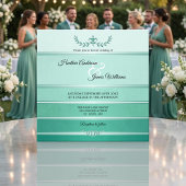Silver Green Striped Tone op Tone Wedding Kaart