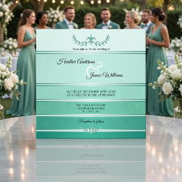Silver Green Striped Tone op Tone Wedding Kaart