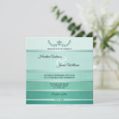 Silver Green Striped Tone op Tone Wedding Kaart (Staand voorkant)