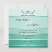 Silver Green Striped Tone op Tone Wedding Kaart (Voorkant)