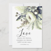 Silver Green Winter Bloemen Christelijke Bijbelbru Kaart (Achterkant)