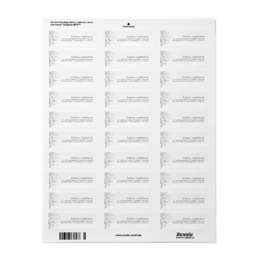 Silver Greenery Elegant Modern Label (Full Sheet)