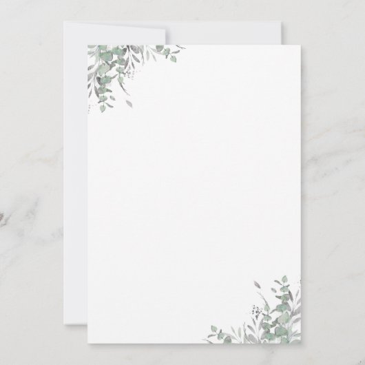 Silver Greenery en Blue Balloon Baby shower Invit Kaart (Achterkant)