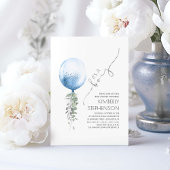Silver Greenery en Blue Balloon Baby shower Invit Kaart