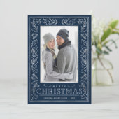 Silver Greenery kerstfoto Feestdagenkaart (Staand voorkant)