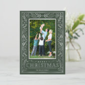 Silver Greenery kerstfoto Feestdagenkaart (Staand voorkant)