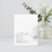 Silver Greenery Modern Elegant Save the Date Aankondigingskaart (Staand voorkant)