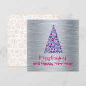 Silver Greeting Card Merry Christmas New Year Feestdagenkaart (Voorkant / Achterkant)
