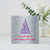 Silver Greeting Card Merry Christmas New Year Feestdagenkaart (Staand voorkant)