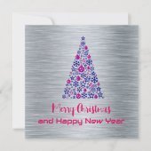 Silver Greeting Card Merry Christmas New Year Feestdagenkaart (Voorkant)
