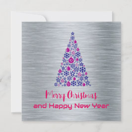 Silver Greeting Card Merry Christmas New Year Feestdagenkaart
