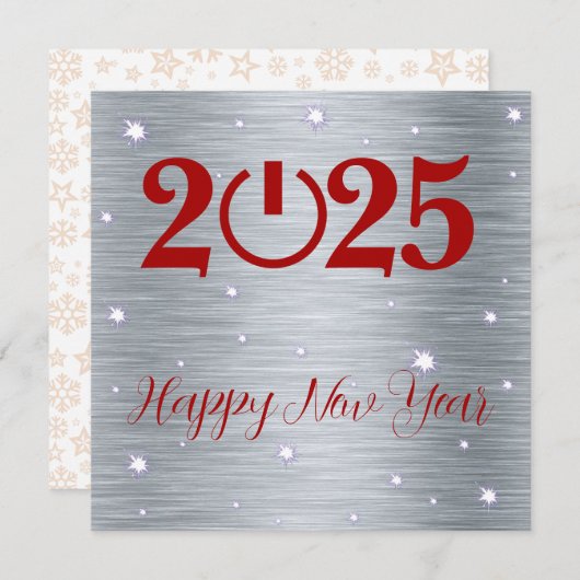 Silver Greeting Card Merry Christmas New Year Feestdagenkaart (Voorkant / Achterkant)