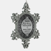 Silver Grey 25e bruiloft Jubileum Tin Sneeuwvlok Ornament (Links)