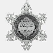 Silver Grey 25e bruiloft Jubileum Tin Sneeuwvlok Ornament (Voorkant)