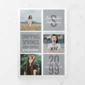 Silver Grey 5-Photo Fun Boxes Afstuderen Drieluik Uitnodiging (Cover)