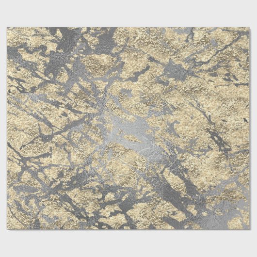 Silver Grey Abstract Molten Champaign Gold VIP Cadeaupapier (Vlak)
