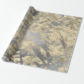 Silver Grey Abstract Molten Champaign Gold VIP Cadeaupapier (Uitgerold)