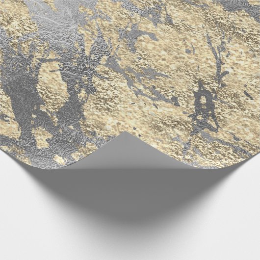 Silver Grey Abstract Molten Champaign Gold VIP Cadeaupapier (Hoek)