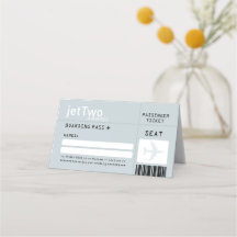Silver Grey Airline Ticket Escort Place Card