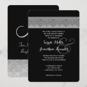 Silver Grey and Black Damask Wedding Sjabloon V07 Kaart (Voorkant / Achterkant)
