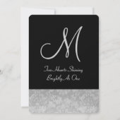 Silver Grey and Black Damask Wedding Sjabloon V07 Kaart (Achterkant)