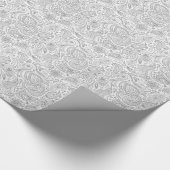 Silver Grey and White Floral Paisley Pattern Cadeaupapier (Hoek)