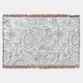 Silver Grey and White Floral Paisley Pattern Deken (Voorkant)