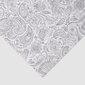 Silver Grey and White Floral Paisley Pattern Tissuepapier (Detail)