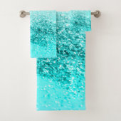 Silver Grey Aqua Blauwgroen Ocean Glitter #1 Bad Handdoek (Insitu)