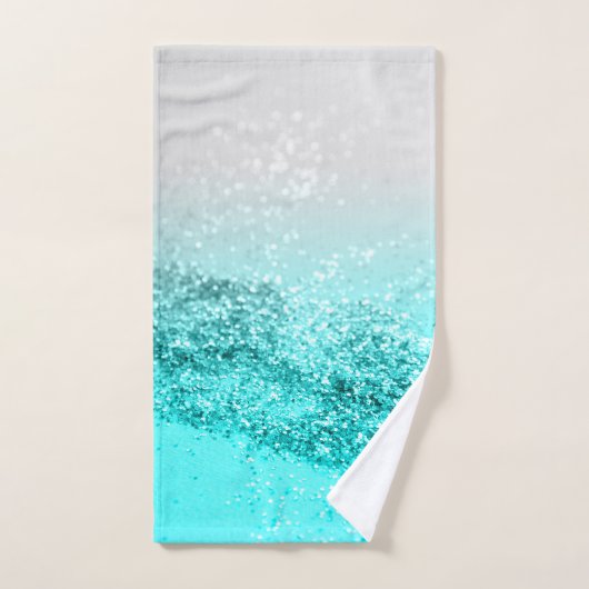 Silver Grey Aqua Blauwgroen Ocean Glitter #1 Bad Handdoek (Handdoek)