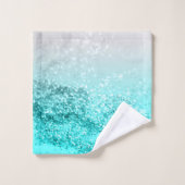 Silver Grey Aqua Blauwgroen Ocean Glitter #1 Bad Handdoek (Wasdoekje)