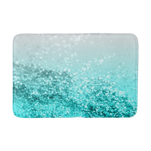 Silver Grey Aqua Blauwgroen Ocean Glitter #1 Badmat (Voorkant)
