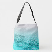 Silver Grey Aqua Blauwgroen Ocean Glitter #1 Crossbody Tas (Achterkant)