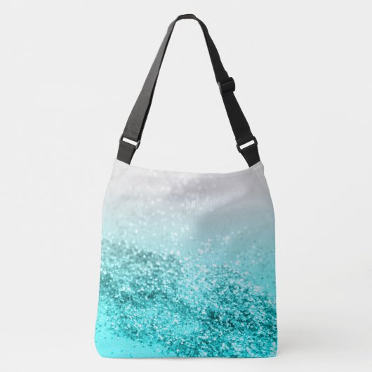 Silver Grey Aqua Blauwgroen Ocean Glitter #1 Crossbody Tas (Voorkant)