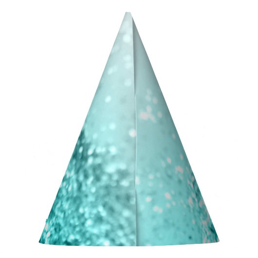 Silver Grey Aqua Blauwgroen Ocean Glitter #1 Feesthoedjes (Achterkant)