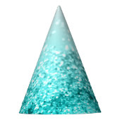 Silver Grey Aqua Blauwgroen Ocean Glitter #1 Feesthoedjes (Voorkant)