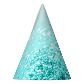 Silver Grey Aqua Blauwgroen Ocean Glitter #1 Feesthoedjes (Links)
