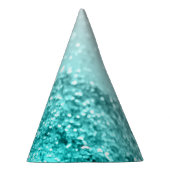 Silver Grey Aqua Blauwgroen Ocean Glitter #1 Feesthoedjes (Rechts)