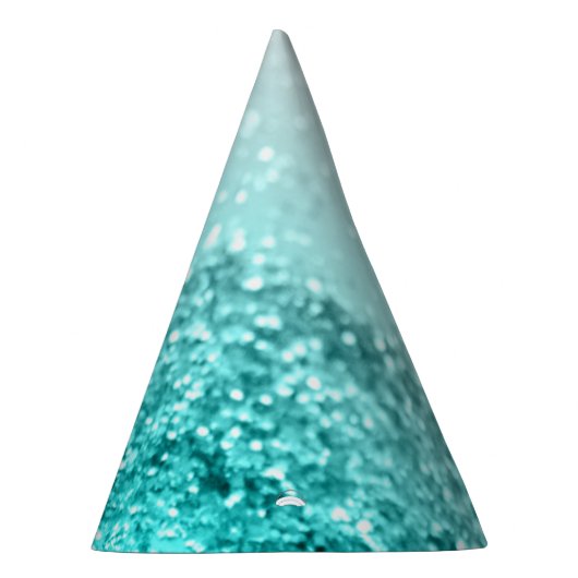 Silver Grey Aqua Blauwgroen Ocean Glitter #1 Feesthoedjes (Rechts)
