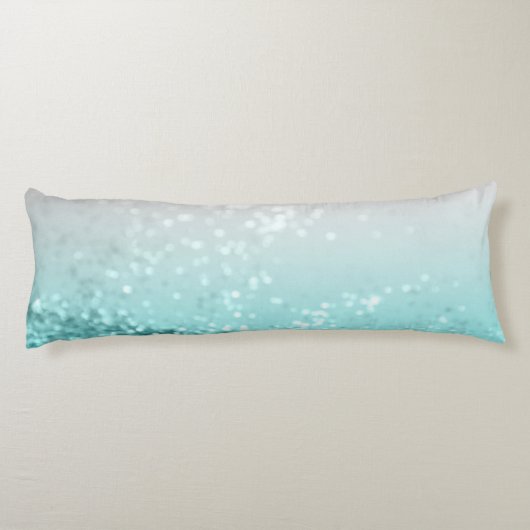 Silver Grey Aqua Blauwgroen Ocean Glitter #1 Lichaamskussen (Achterkant)