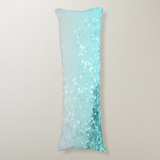 Silver Grey Aqua Blauwgroen Ocean Glitter #1 Lichaamskussen (Voorkant Verticaal)