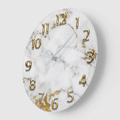 Silver Grey Arabic Numbers Abstract Gold Marble Grote Klok (Hoek)
