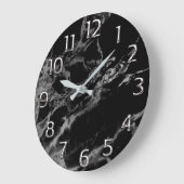 Silver Grey Arabic Numbers Marble Black Grote Klok (Hoek)