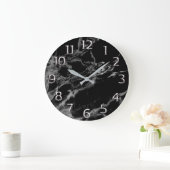 Silver Grey Arabic Numbers Marble Black Grote Klok (Huis)