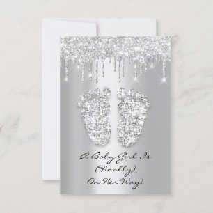 Silver Grey Baby Girl Boy Shower Feet Kaart
