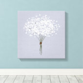 Silver Grey Background Single Floral Bouquet Canvas Afdruk (Insitu (Houten vloer))
