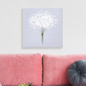 Silver Grey Background Single Floral Bouquet Canvas Afdruk (Insitu (Woonkamer))