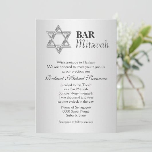 Silver Grey bar mitzvah viering Kaart (Staand voorkant)