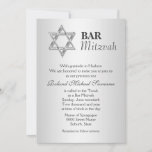 Silver Grey bar mitzvah viering Kaart<br><div class="desc">Een FAUX Silver Star van David is ingesteld tegen een zeer grijze achtergrond waarop witte sjablonen rusten. GROOTTE - 5x7-inch flat-panelbeeldscherm. IT AANPASSEN - Verander de tekst om uw speciale gelegenheid aan te passen en het aan te passen aan om het even welke functie, het verzamelen of gebeurtenis met de...</div>