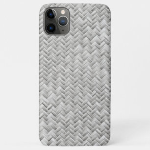 Silver Grey Basket Weave Geometric Pattern iPhone 11 Pro Max Hoesje